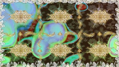 Klasik klasik klasik arka plan. Geleneksel oryantasyon süsü. Kahverengi renklerde altın desenler ve altın elementler. Kusursuz klasik raster altın desenli.