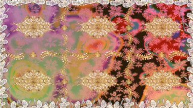 Kusursuz çiçek deseni. Kusursuz raster arka plan. Duvar kâğıdı barok, İspanyol kumaşı. Bej renklerde grafiksel, modern, pürüzsüz desen.