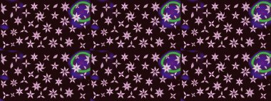 Kahverengi renkli bitkilerden oluşan parlak çiçekli çizim deseni.