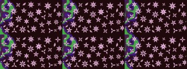 Renkli grunge, soyut arkaplanı colokahverengi çiçeklerle süslüyor. Nakış desenli çiçek deseni. İzler, kumaş, duvar kağıtları, tekstil için raster dokusu.