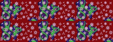 Nazik, sevimli çiçek arkaplanı. Çiçekli karalama şeklinde Raster çiçek deseni. Kırmızı renkte çiçekler.