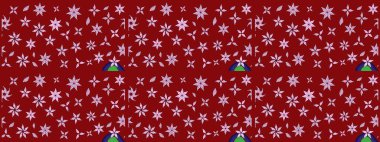 Renkli Bahar Teması eskiz kalıbı. Asya tekstil tarzında. Çiçek desenli çizim. Kırmızı renkte çiçekler. Düz Çiçek Elementleri Tasarımı. Raster illüstrasyonu.