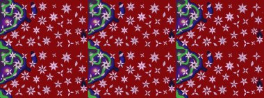 Raster illüstrasyonundaki çiçek desenli çizim. Kırmızı renkte çiçekler.