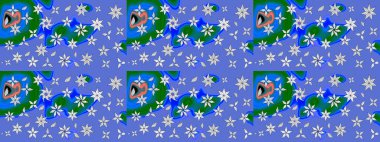 Raster Güzel kumaş deseni. Raster suluboya deseni, narin çiçekler, mavi çiçekler, tebrik kartı şablonu..