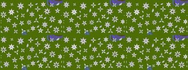 Çiçekli karalama şeklinde Raster çiçek deseni. Yumuşak, yaz çiçekli arka plan. Yeşil renkte çiçekler.