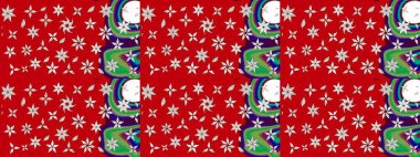 Raster illüstrasyonundaki çiçek desenli çizim. Kırmızı renkte çiçekler.