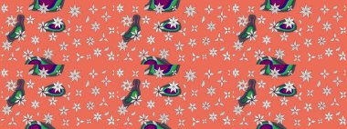 Raster illüstrasyonu. Çizim çiçek deseni duvar kâğıdı olarak kullanılabilir. Turuncu renkte çiçekler.