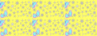 Nazikçe, güzel çiçek arkaplanı. Çiçekli karalama şeklinde Raster çiçek deseni. Sarı renkte çiçekler.