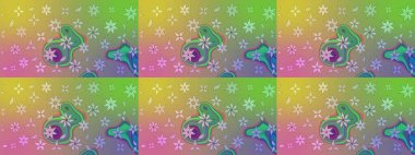 Raster güzel kumaş deseni çiziyor. Renkli Bahar Teması eskiz kalıbı. Çiçek deseni. Düz Çiçek Elementleri Tasarımı.