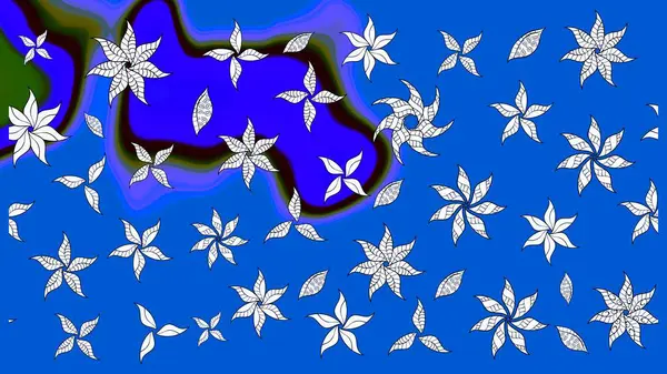 Mavi renkli çiçekler. Çiçekli çizim şekli. Renkli Bahar Teması eskiz kalıbı. Düz Çiçek Elementleri Tasarımı.