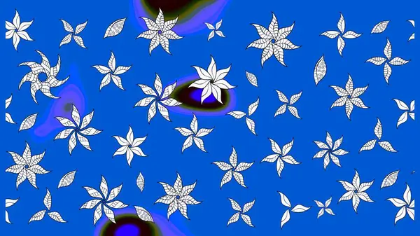 Mavi renkli çiçekler. Kumaş desenli papatya çiçekleri ayrıntıları.