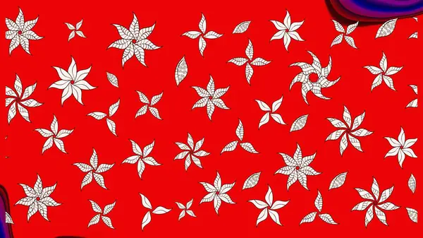 Raster illüstrasyonu. Güzel kumaş deseni. Kırmızı renklerde. Raster illüstrasyonunda çiçek deseni çizimi.