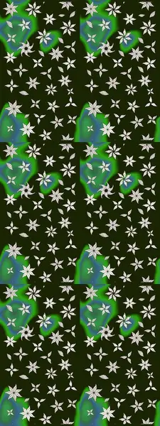 Gri renkli Asya tekstili. Çiçek desenli çizim. Raster illüstrasyonu.