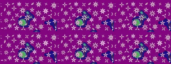 Moda baskıları için zarif bir şablon. Modern çiçek arkaplanı. Parlak renkli çiçekleri ve mor renkli yaprakları olan harika bir çiçek deseni. Halk stili.