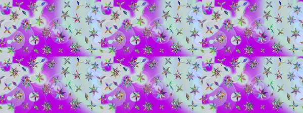 Çiçek desenli çizim. Raster illüstrasyonu. Asya tekstil tarzında. Güzel kumaş deseni. Renkli Bahar Teması eskiz kalıbı. Düz Çiçek Elementleri Tasarımı.