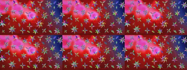 Kibarca, kırmızı renkte yaz çiçekleri. Raster illüstrasyonu. Raster çiçek desenli ve çiçekli..