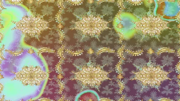 Tarafsız renklerde altın elementler. Barok tarzında kusursuz bir doğulu süsü. Geleneksel klasik raster altın pürüzsüz desen.