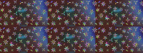 Raster illüstrasyonu. Kahverengi renklerde. Çiçekli güzel suluboya desen.