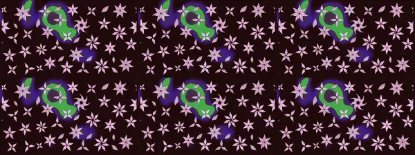 Raster illüstrasyonundaki çiçek desenli çizim. Düz Çiçek Elementleri Tasarımı. Süslü kumaş deseni. Renkli Bahar Teması çizim şablonu.