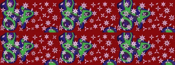 Nazik, sevimli çiçek arkaplanı. Çiçekli karalama şeklinde Raster çiçek deseni. Kırmızı renkte çiçekler.