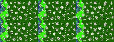 Güzel kumaş deseni. Raster suluboya deseni, narin çiçekler, yeşil çiçekler, tebrik kartı şablonu..