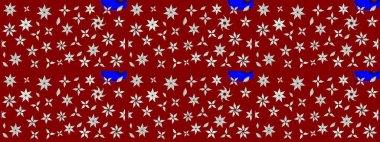 Raster deseni. Patlayan çiçekler soyut olarak yerleştirilmiş. Kibarca, kırmızı renkte bahar çiçekleri. Raster illüstrasyonu.