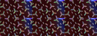 Kahverengi, mavi ve mor renkli kar taneleri. Noel stili. Raster illüstrasyonu.