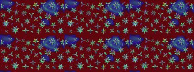 Raster. Kırmızı renkte güzel çiçekler, suluboya desenli eskiz deseni, duvar kağıdı, kart veya kumaş için fayanslı..