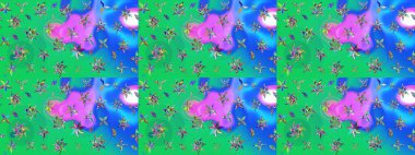 Raster illüstrasyonu. Chichi 'nin kumaş kalıbını çiz. Çiçek deseni. Renkli Bahar Teması eskiz kalıbı. Düz Çiçek Elementleri Tasarımı.