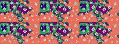 Renkli Bahar Teması eskiz kalıbı. Güzel çiçek deseni. Düz Çiçek Elementleri Tasarımı. Turuncu renkte çiçekler.