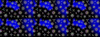 Raster illüstrasyonu. Siyah renklerde. Siyah renkte siyah papatya deseni.