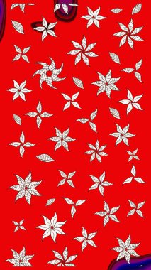 Küçük çiçekli basit bir çiçek çizimi. Kırmızı renkte sevimli çiçekler. Moda baskısı, albüm, ambalaj kağıdı ve duvar kağıdı için zarif dekoratif süslemeler. Raster illüstrasyonu.