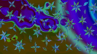 Raster illüstrasyonundaki çiçek desenli çizim. Kahverengi renkte çiçekler.