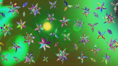 Yeşil renkli yeşil papatya deseni. Yeşil renklerde. Raster illüstrasyonu.