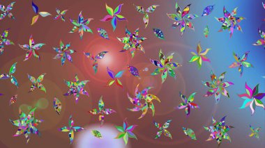 Renkli Yaz Temalı eskiz kalıbı. Güzel kumaş deseni. Raster Illustrasyon 'daki Çiçek Deseni' nin son moda çizimi. Düz Çiçek Elementleri Tasarımı.