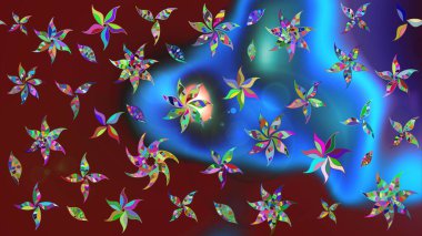 Çiçekler maviye. Raster hisseleri. Eskiz arkaplan modeli. Suluboya, elle çizilmiş.