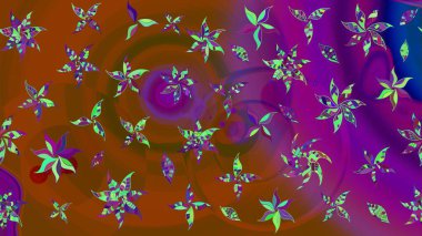 Raster. Kahverengi renkte güzel çiçekler, suluboya desenli eskiz deseni, duvar kağıdı, kart veya kumaş için fayanslı..