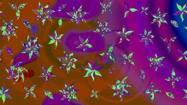 El çizimi çiçekli soyut çizim kalıbı. Mor renkli çiçekler. Raster illüstrasyonu.