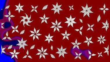 Düz Çiçek Elementleri Tasarımı. Çiçekli çizim şekli. Kırmızı renkte çiçekler. Renkli Bahar Teması çizim şablonu.