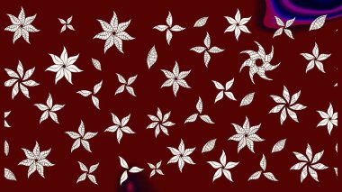 Raster illüstrasyonu. Çiçek ve yapraklı karalama şeklinde Raster çiçek deseni. Kibarca, bahar çiçekleri kırmızı renklerde.