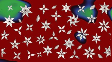 Çiçek tasarımı için inanılmaz bir kolaj cenneti tarzı. Parlak çiçekli kolaj çiçeği kırmızısı. Çiçekli zambaklar eskiz arka planı.