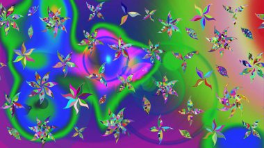 Yeşil renkli çiçekler. Çiçekli karalama şeklinde Raster çiçek deseni. Nazik, narin çiçek arkaplanı.