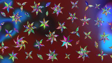 Raster illüstrasyonu. Eskiz arkaplan modeli. Suluboya, elle çizilmiş. Kahverengi yapraklı yabani çiçekler.