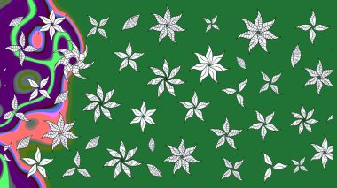 Moda baskıları için zarif bir şablon. Parlak renkli çiçekli ve yeşil yapraklı harika bir çiçek deseni. Halk tarzı. Modern çiçek arkaplanı.