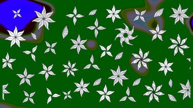 Çiçekli karalama şeklinde Raster çiçek deseni. Yumuşak, bahar çiçekli arka plan. Yeşil renkte çiçekler.