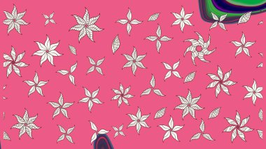 Raster deseni. Yumuşak, pembe renkte bahar çiçekleri. Patlayan çiçekler soyut olarak yerleştirilmiş. Raster illüstrasyonu.