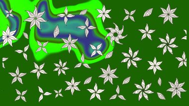 Çizim çiçek deseni duvar kâğıdı olarak kullanılabilir. Raster illüstrasyonu. Yeşil renkte çiçekler.