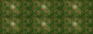 Çiçek buketleriyle klasik tarzda kusursuz desenler. Raster illüstrasyonu. Yeşil, kahverengi ve bej renklerde.