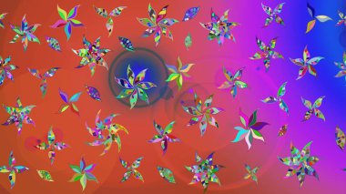 Dallı bahar çiçekleriyle desen, pembe renklerle çiçek siluetiyle desen. Raster deseni.