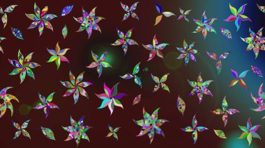 Eskiz arkaplan modeli. Kahverengi yapraklı yabani çiçekler. Suluboya, elle çizilmiş. Raster illüstrasyonu.